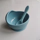 Силіконова дитяча тарілка на присосці з ложкою Smoke blue - зображення 1