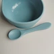 Силіконова дитяча тарілка на присосці з ложкою Smoke blue - зображення 4