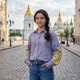 Подростковая вышиванка "Ева" для девочки, серая льняная блуза с вышивкой на пуговицах 146 - изображение 1