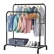 Двойная стойка вешалка Double Floor Hanger 110х54 см для одежды и полкой для обуви, напольная стойка-вешалка - изображение 1
