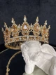 Корона з бурштиновим камінням Золото 12.5х5.5 см Яскрава металева корона на торт Тіара для випускниць - изображение 1