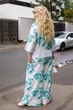 Костюм женский брючный рубашка и брюки палаццо свободного кроя больших размеров лен в цветочный принт 52-54 бирюзовый - изображение 6