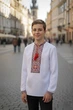 Підліткова вишита сорочка на хлопчика Філіп, біла, красна вишивка, поплін, 152 - зображення 4