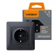 Розетка одинарная с заземлением черный графит VIDEX BINERA VF-BNSK1G-BG - изображение 1