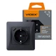 Розетка одинарна із заземленням із USB+USB-C чорний графіт VIDEX BINERA - зображення 1