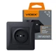 Розетка одинарная черный графит VIDEX BINERA VF-BNSK1-BG - изображение 1