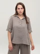 Блуза жіноча темно-бежева лляна 686-5 ONE SIZE - зображення 1