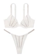 Комплект Білизни 3 set Victoria's Secret Very Sexy Sheer Shine Low-Cut Demi Bra & Very Sexy Sheer Shine Thong Panty+пояс Білий 34D-M - изображение 1