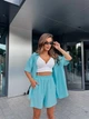 Костюм женский легкий шорты+рубашка мятного цвета 38492 L-XL - изображение 4