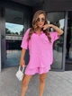 Костюм женский легкий шорты+рубашка розового цвета 38498 L-XL - изображение 6