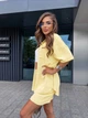 Костюм женский легкий шорты+рубашка желтого цвета 38491 L-XL - изображение 6