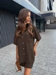 Костюм женский легкий шорты+рубашка коричневого цвета 38490 L-XL - изображение 2