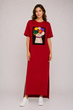 Женское платье-футболка макси Цветочный кот Modna KAZKA MKSH2457/1 - 46/48, Червоний - изображение 1