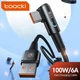 Угловой Кабель для зарядки и передачи данных Toocki 90 Degree black / 6A/100W / USB Type-A to USB Type-C / 3 м - изображение 6