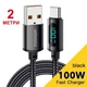 Кабель для заряджання та передачі даних Essager 100 W 7A Display Fast Charging Cable USB - Type-C / 2м / Чорний - зображення 1