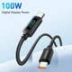 Кабель для заряджання та передачі даних Essager(ES-X28) 100W PD / 5A Display Fast Charging Cable / Type-C - Type-C / 2м / Чорний - зображення 3