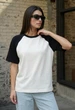 Жіноча Футболка Стаф Біло-чорна Оверсайз Спортивна Staff Ed White & Black Oversize L (395187) - зображення 4
