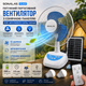 Портативний акумуляторний вентилятор для підлоги SONALAS SL662 12″ з сонячною панеллю, акумулятором 4500 мАг, автообігом і 2 LED-лампами - зображення 1