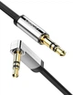 Аудіокабель плоский mini jack 3.5 мм UGREEN Straight to Angle Flat Cable з кутовим L-подібним штекером AUX 2 м Grey Black - зображення 2