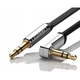 Аудіокабель плоский mini jack 3.5 мм UGREEN Straight to Angle Flat Cable з кутовим L-подібним штекером AUX 2 м Grey Black - зображення 3