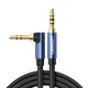 Аудіокабель mini jack 3,5 mm UGREEN Gold Plated Metal Case з кутовим L-подібним штекером AUX (1m) (Blue Black) - зображення 4