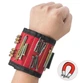Магнітний браслет Magnetic Wristband, 33,5 х 9 см, для кріплення гвинтів, цвяхів та інших інструментів, з потужними магнітами, червоний - зображення 1