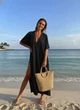 Довга туніка накидка на купальник чорного кольору 305 розмір XS - зображення 1