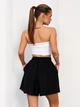 Короткие широкие льняные шорты на резинке с высокой талией ISSA PLUS 15755 S черные (issa2007682835751) - изображение 3