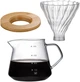 Набор V60 Flow Brew Set 600 мл для заваривания кофе с пуровером, сервером и деревянной подставкой (9A1AF31B9584) - изображение 1
