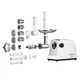 М'ясорубка Ardesto MGA-2300J, White/Silver, 1750Вт, 3 диски, 2кг/хв, соковижималка для томатів та ягід, тертка/шатківниця, насадки домашніх ковбасок та кеббе, для картоплі, реверс - изображение 1