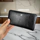 Женский кожаный кошелек лаковый стиль Шанель, клатч рептилия в коробке Chanel Черный - изображение 4