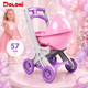 Коляска для кукол с люлькой Doloni Toys пластиковая 57см козырек, 4 колеса, подставка для вещей 0121/04 - изображение 1