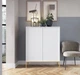 Комод высокий Perfect Home Nova K104 125x104x39 см, 2-дверный, золотые ножки Белый (000012376890) - изображение 4