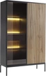 Витрина высокая с подсветкой Perfect Home Sento WTSZ104 39x165.5x103.5 см, 2-дверная Черный/дуб вотан (000012377280) - изображение 1