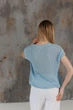 Женская вязаная футболка сетка ART KNIT голубая, S-M 044864 - изображение 3