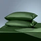 Комплект атлас Двуспальный 180х210 наволочка 2х70х70 Оливковый (Д-fabric-26-015-02) - изображение 2