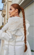 Накладна коса 80 см на гумці накладний плетений хвіст кіска шиньйон Рудий / Мідно-рудий - зображення 2