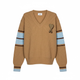 Мужской пуловер AMI Paris V-Neck Heart Logo Striped Knit Sweater Beige Camel размер XL (AP07001.6XL) - изображение 1