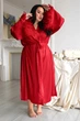 Стильный халат шелковый большие размеры Хк065 Красный, 4XL (54-56) - изображение 4