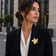 Брошь BROCHE Модерн Цветы Мальва из стали золотистая BRBF115527 - изображение 4