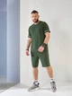 Спортивний костюм чоловічий з футболкою та шортами двонитка 48-50 хакі (темно-зелений) - зображення 3
