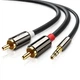 Аудіо кабель mini-jack 3.5mm на Double RCA тюльпан UGREEN AV116 2RCA Male Cable Black - зображення 1