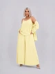 Костюм женский из американского крепа тройка с накидкой майкой и брюками G&M k-130738 60-62 Размер цвет желтый - изображение 1
