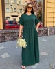 Платье женское из американского крепа свободного кроя с коротким рукавом летнее G&M k-130718 50-52 Размер цвет зеленый - изображение 2