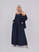 Костюм женский из американского крепа тройка с накидкой майкой и брюками G&M k-130737 56-58 Размер цвет синий - изображение 4