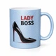 Срібна глітерна керамічна чашка Lady Boss - Леді Босс - Chaban_Souvenir - Подарунок для ділової жінки, директору, подрузі (330 мл) GL_S_001/2 - зображення 1