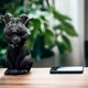 Фигурка кота фамильяра с рогами, готическая статуэтка черный сидящий кот волшебник из смолы и пластика 10.5х6 см - изображение 9
