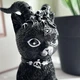 Фигурка кота фамильяра с рогами, готическая статуэтка черный сидящий кот волшебник из смолы и пластика 10.5х6 см - изображение 10