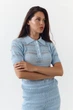 Голубая женская футболка поло из вязаного трикотажа Santorini Knit Polo LiLove 445 S - изображение 1