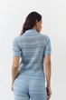 Голубая женская футболка поло из вязаного трикотажа Santorini Knit Polo LiLove 445 S - изображение 2